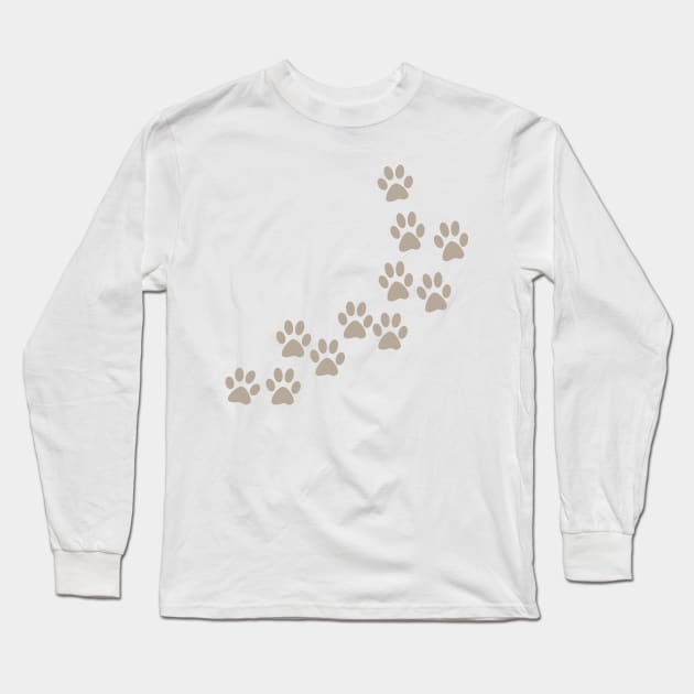 Footprints of my dog in kaki Long Sleeve T-Shirt by Marisa-ArtShop